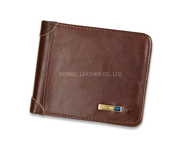 Manufacturer Factory OEM Bluetooth Magic Hi Tech Leather Wallet with GPS Anti-Theft Blocked Designer Fashion Popular Smart Business Men Wallet (F5004)