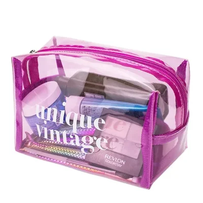 Große Make-up-Tasche für Damen, transparent, Neon-PVC, wasserdicht, Reise-Kulturbeutel, durchsichtige Kunststoff-Kosmetiktasche